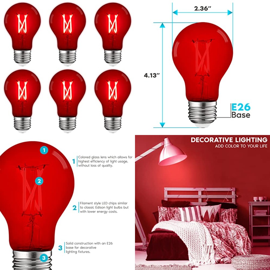 Lighting Decoration Outdoor - Lâmpadas LED A19 Edison, 4.5W Equivalente