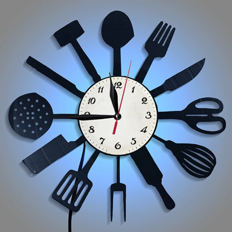 Lighting Home Decor Wall Clocks - Utensílios de mesa decorativos de cozinha,