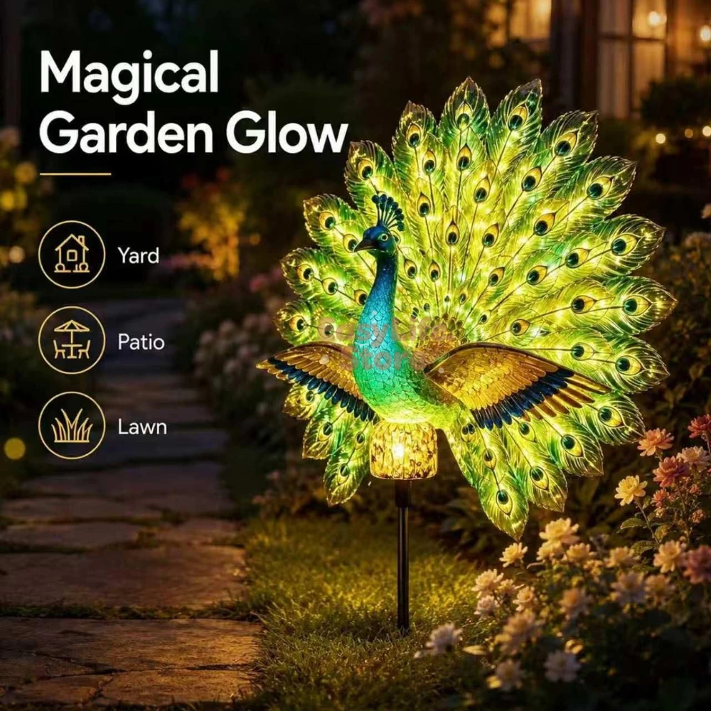 Lighting Decoration Outdoor - Escultura de Pavão Solar para Jardim,