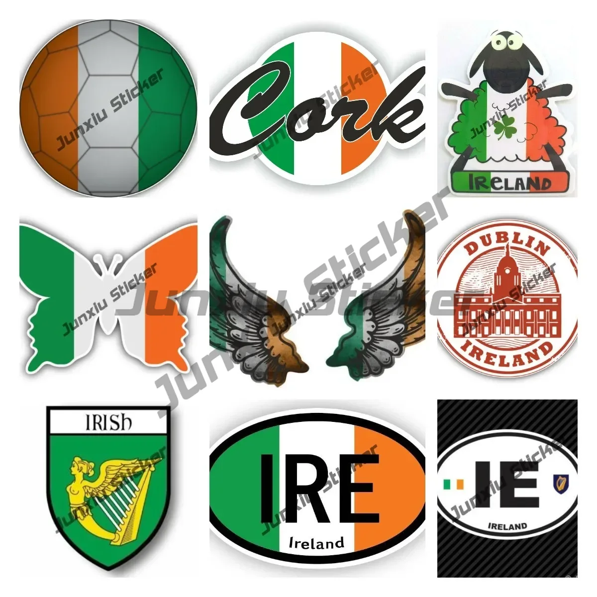 Decor Lighting Ireland - Irlanda bandeira asas criativo motocicleta adesivos