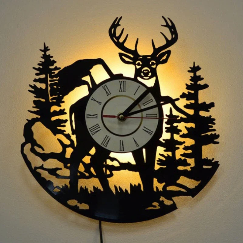 Floresta veados disco de vinil - Lighting Home Decor Wall Clocks avaliação e preço