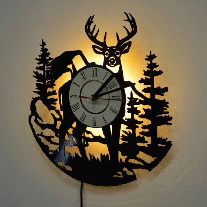 Floresta veados disco de vinil - Lighting Home Decor Wall Clocks avaliação e preço